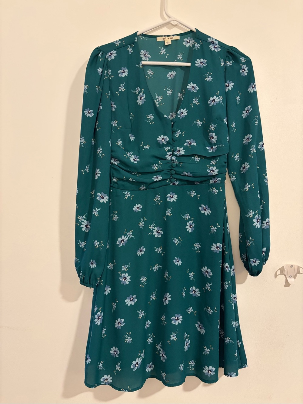 miami Green Floral Long-Sleeve Dress